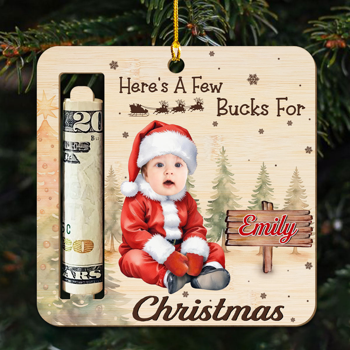 A Few Bucks For - Personalized Custom Money Holder Wood Ornament