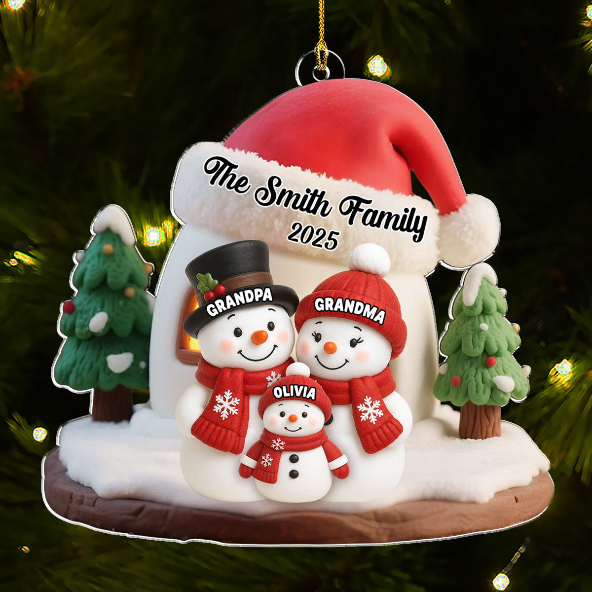 Snowman House - Personalized Custom Acrylic Ornament