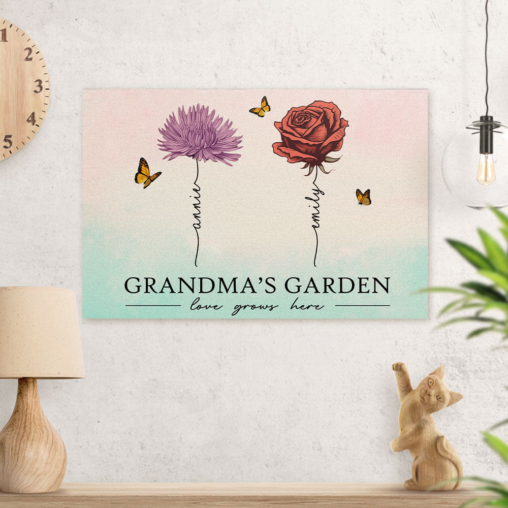 Garden Love Of Grandma Grows Here Beautiful Birth Month Flower - Personalized Custom Poster