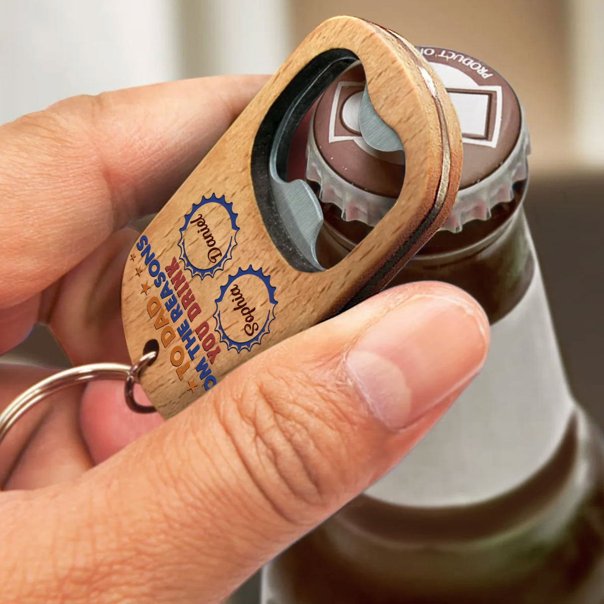 To Dad From The Reason You Drink - Personalized Custom Bottle Opener Keychain