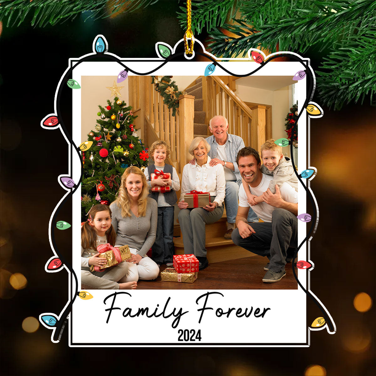 Custom Photo Polaroid Family Friends Christmas - Personalized Custom Acrylic Ornament
