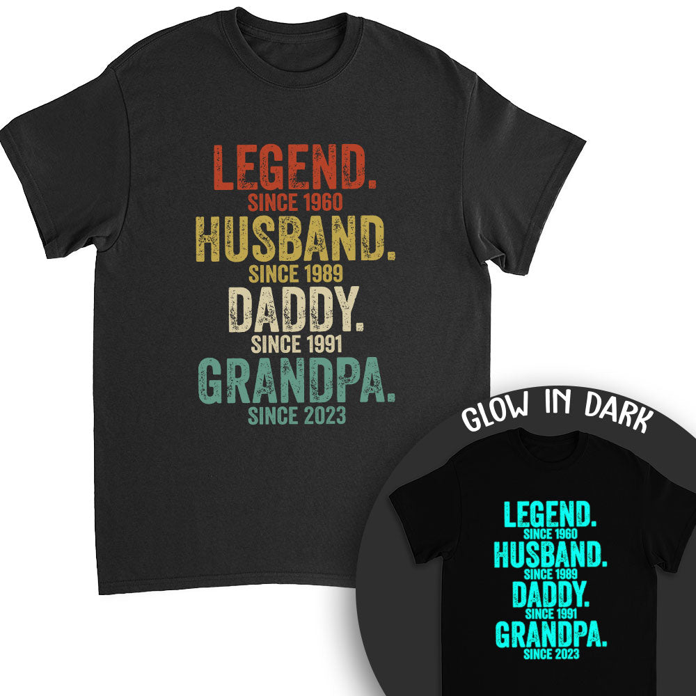 Legend Husband Dad Papa - Personalized Custom Fluorescent T-shirt