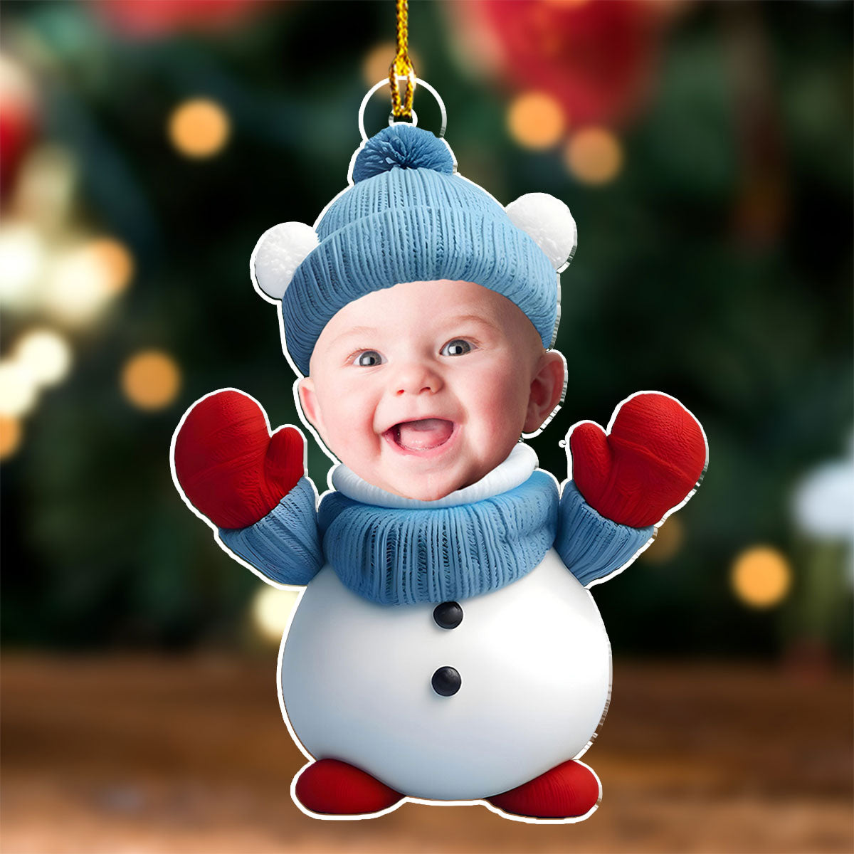 Bear Snowman Photo Baby - Personalized Custom Acrylic Ornament