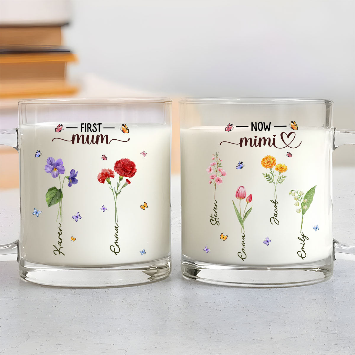 Grandma Birthmonth Flower - Personalized Custom Glass Mug