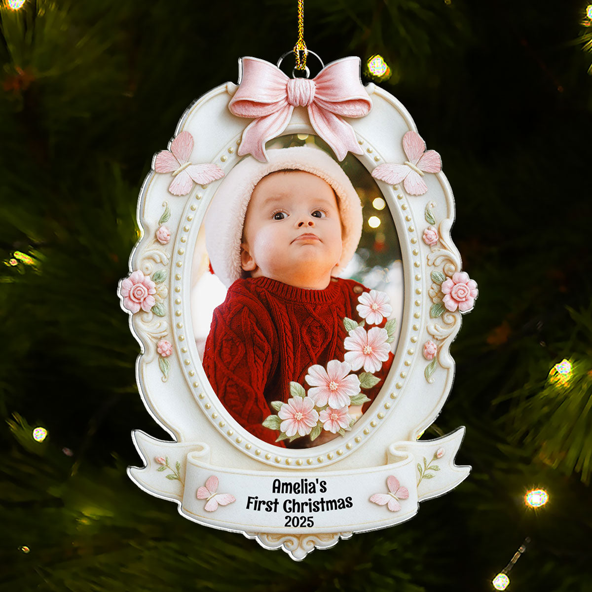 Baby 1st Christmas 2025 Custom Photo - Personalized Custom Acrylic Ornament