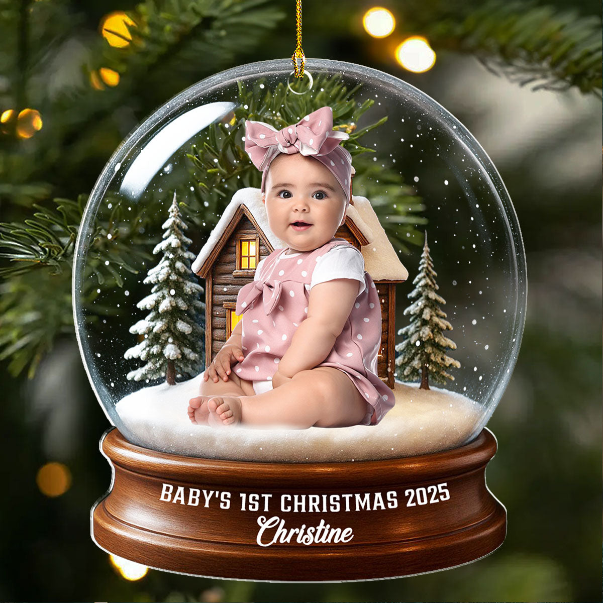 Baby Christmas With Santa Suit - Personalized Custom Acrylic Ornament