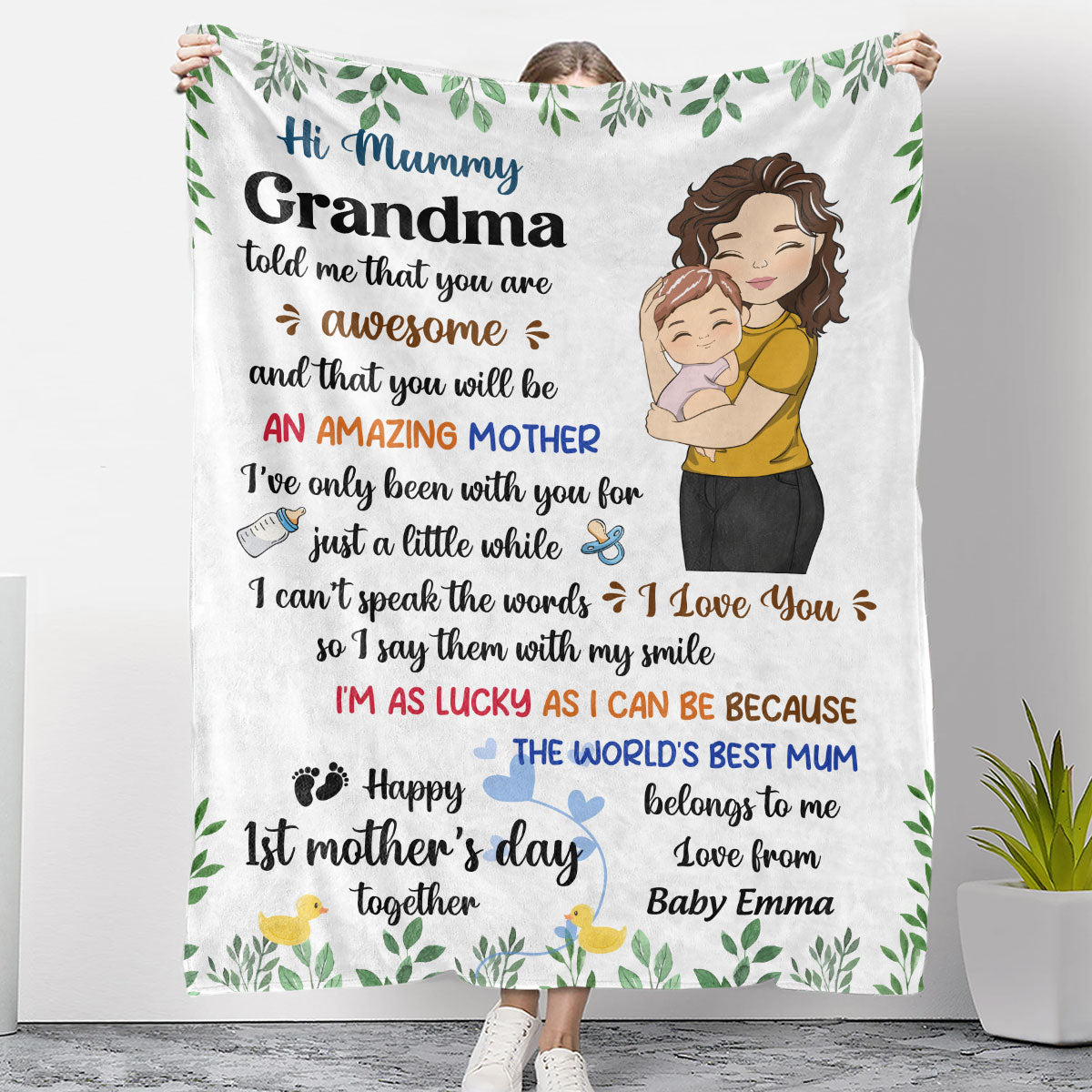 Happy First Mothers Day Together - Personalized Custom Fleece Blanket