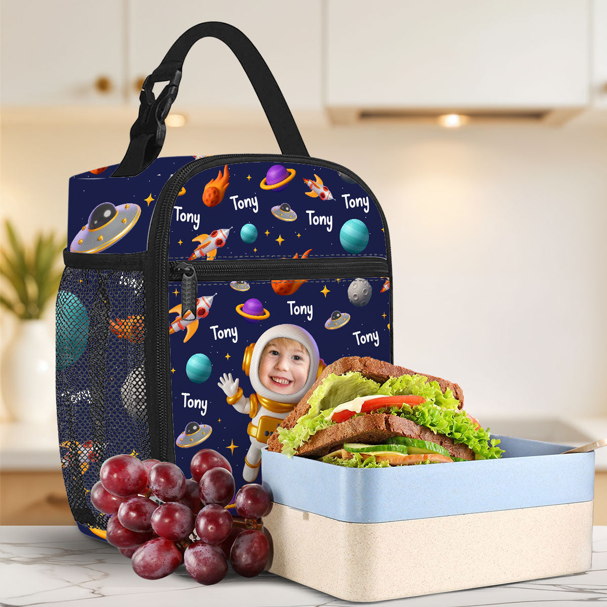Astronaut In Space - Personalized Custom Insulated Lunch Bag