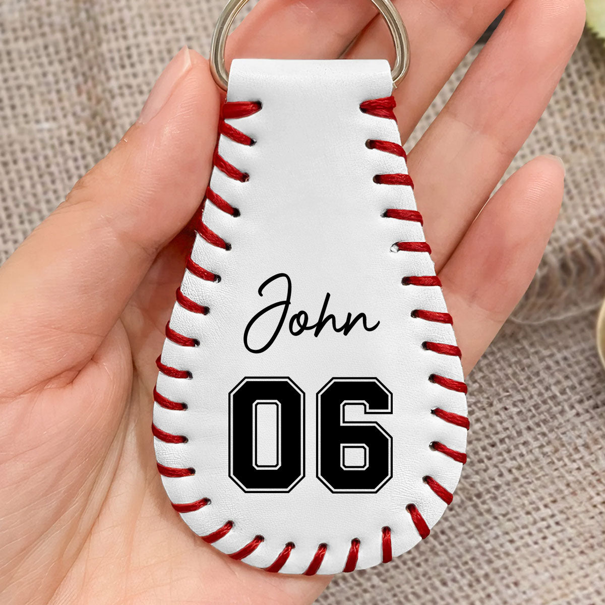 Baseball Ball - Personalized Custom Leather Baseball Keychain