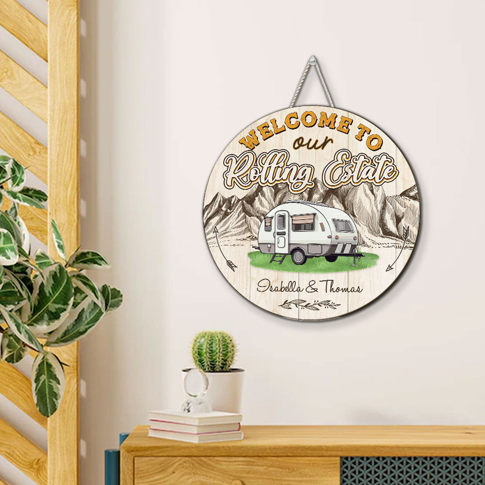 Welcome To Our Rolling Estate - Personalized Custom Wood Sign