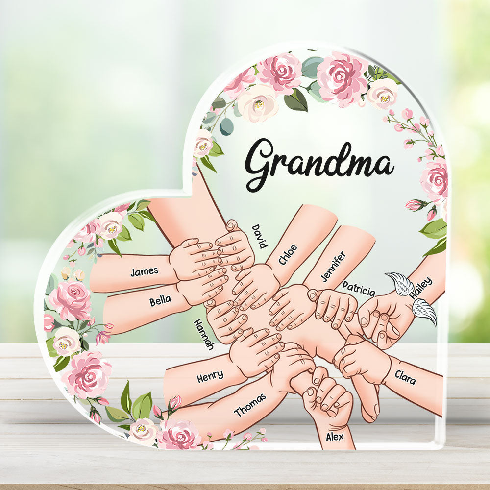 Holding Hand With Grandkids - Personalized Custom Acrylic Plaque