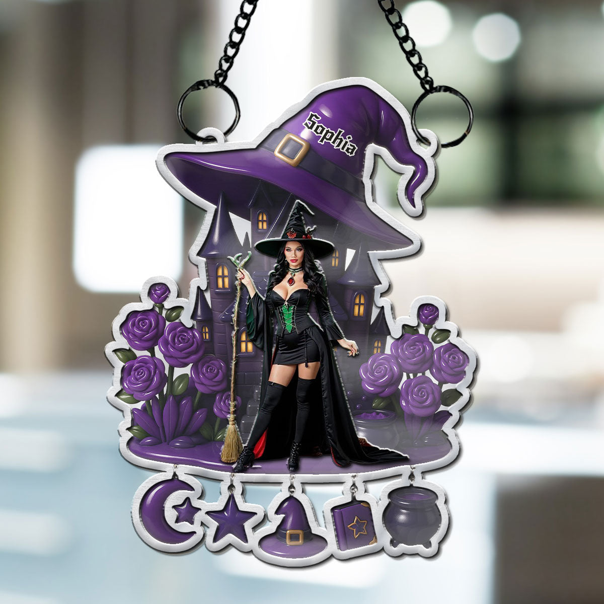 Beautiful Witch - Personalized Custom Suncatcher