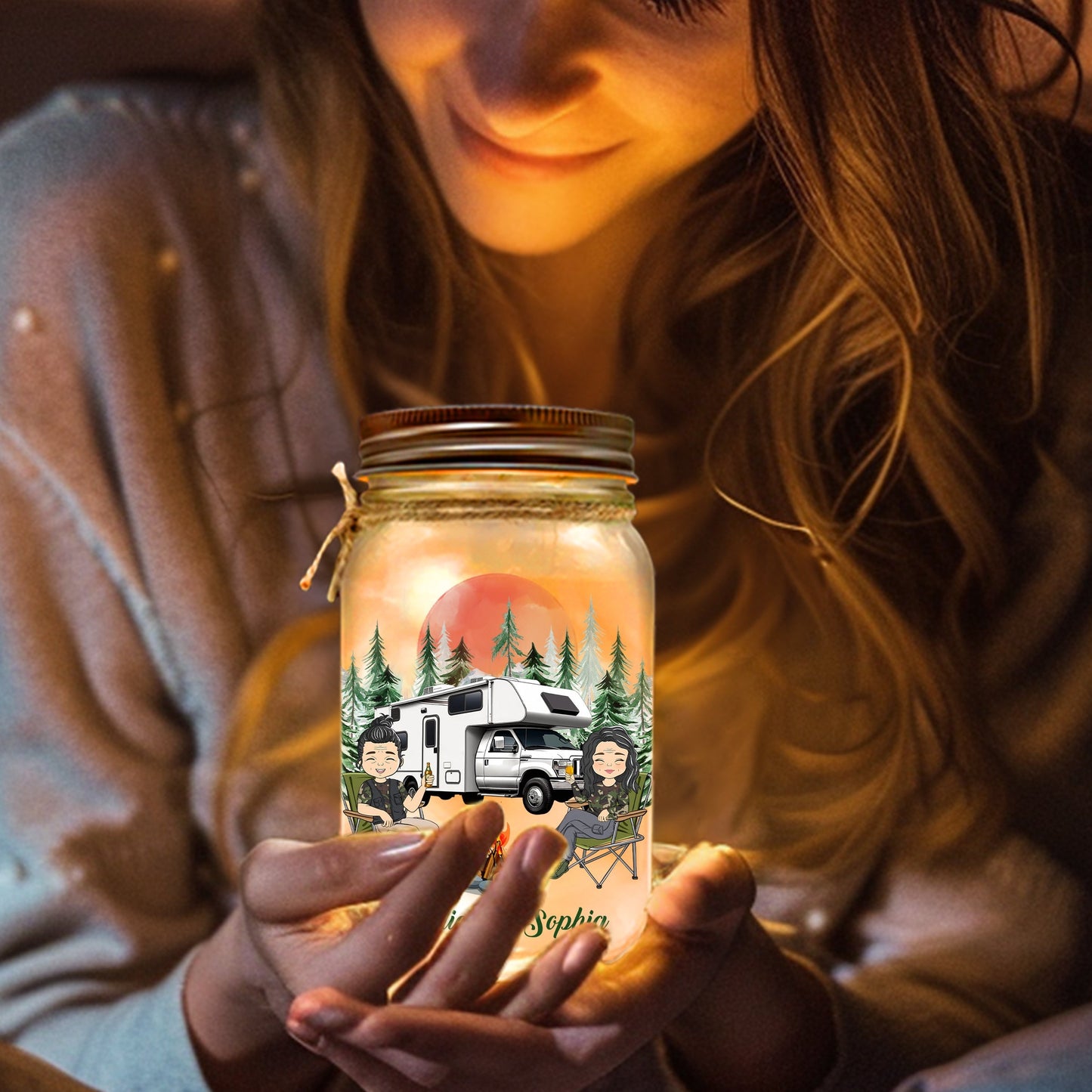 Sit By The Campfire  - Personalized Custom Mason Jar Light