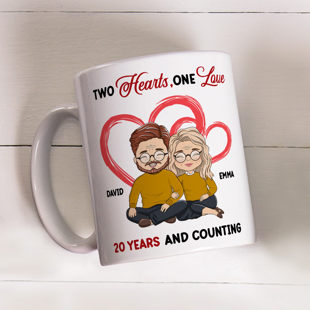 Two Hearts One Love - Personalized Custom Coffee Mug