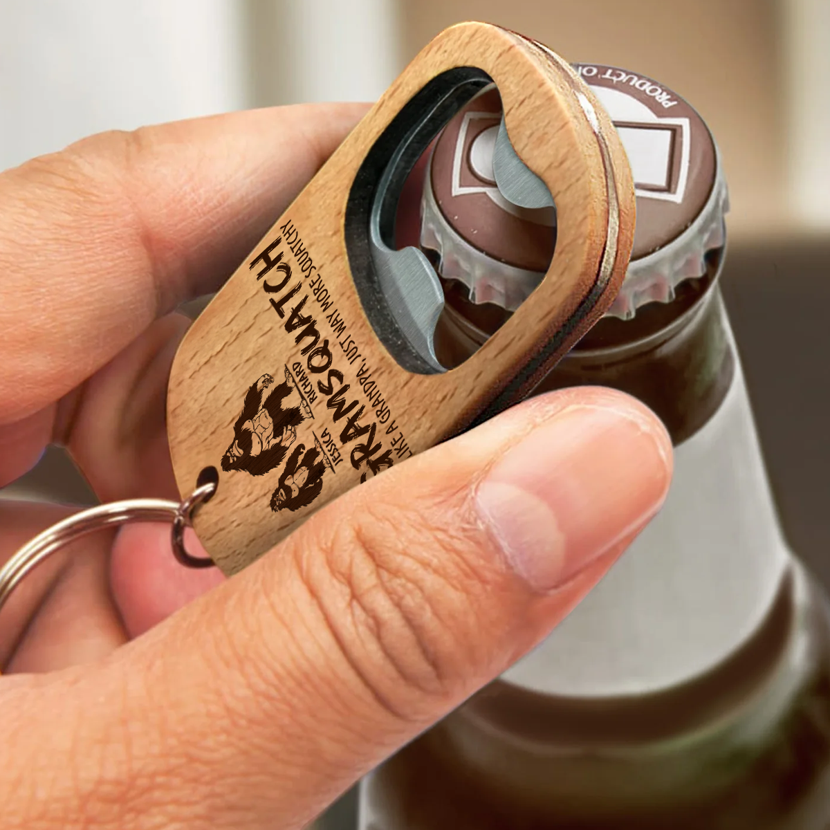 Like A Dad Just Way More Squatchy 2 - Personalized Custom Bottle Opener Keychain
