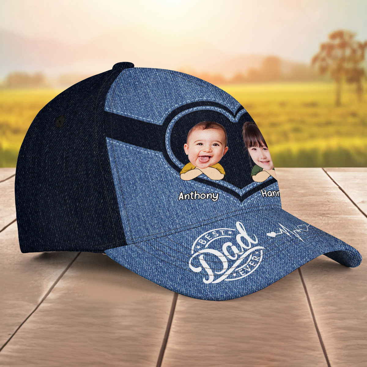 Custom Photo Best Papa Ever  - Personalized Classic Cap