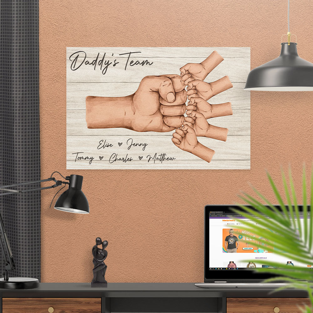 Daddy And Kids Together We Are A Team - Personalized Custom Poster