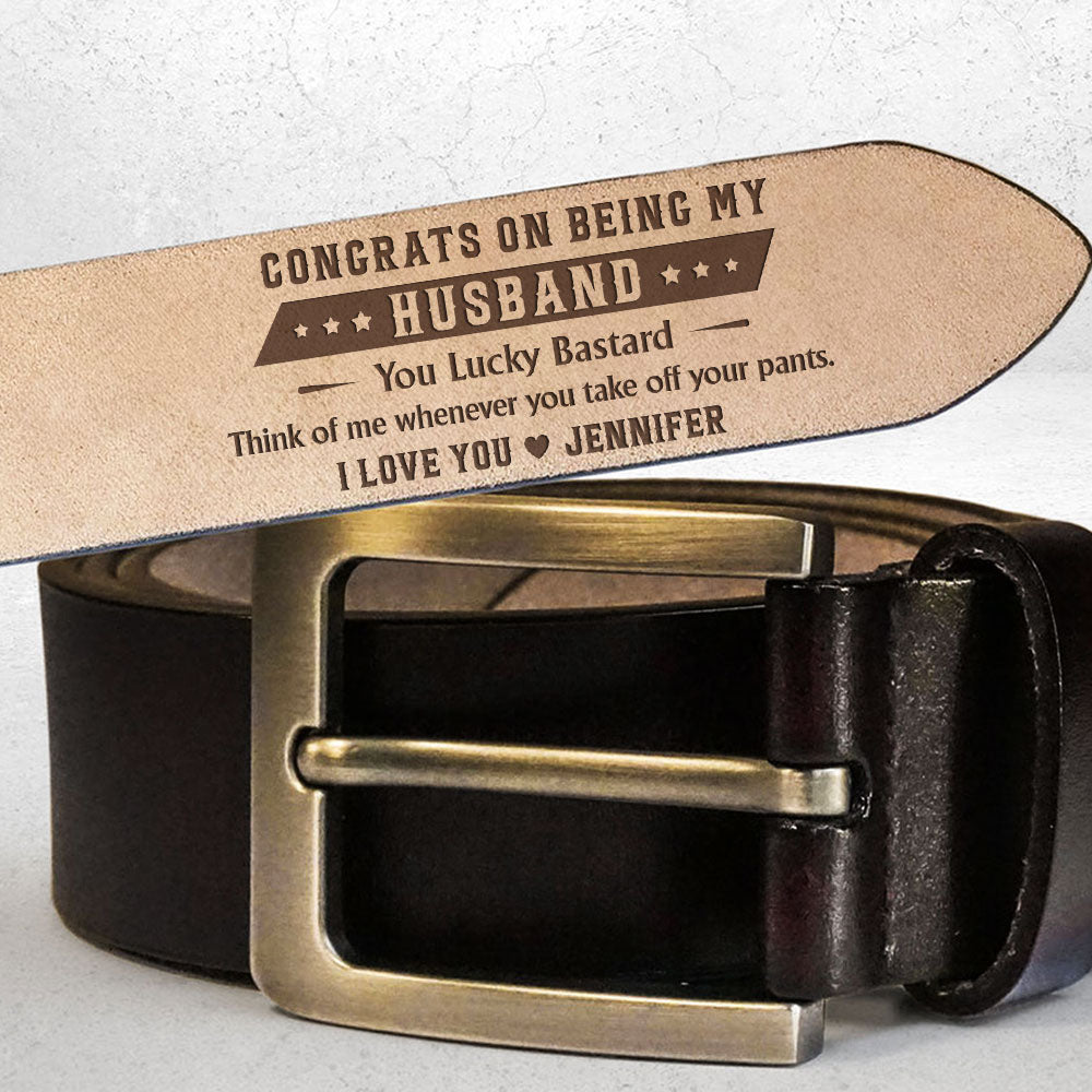 Congrats On Being My Husband - Personalized Engraved Leather Belt