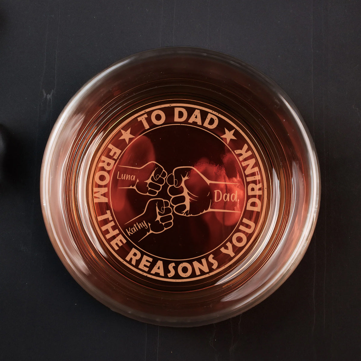 To Dad From The Reasons You Drink - Personalized Custom Engraved Whiskey Glass