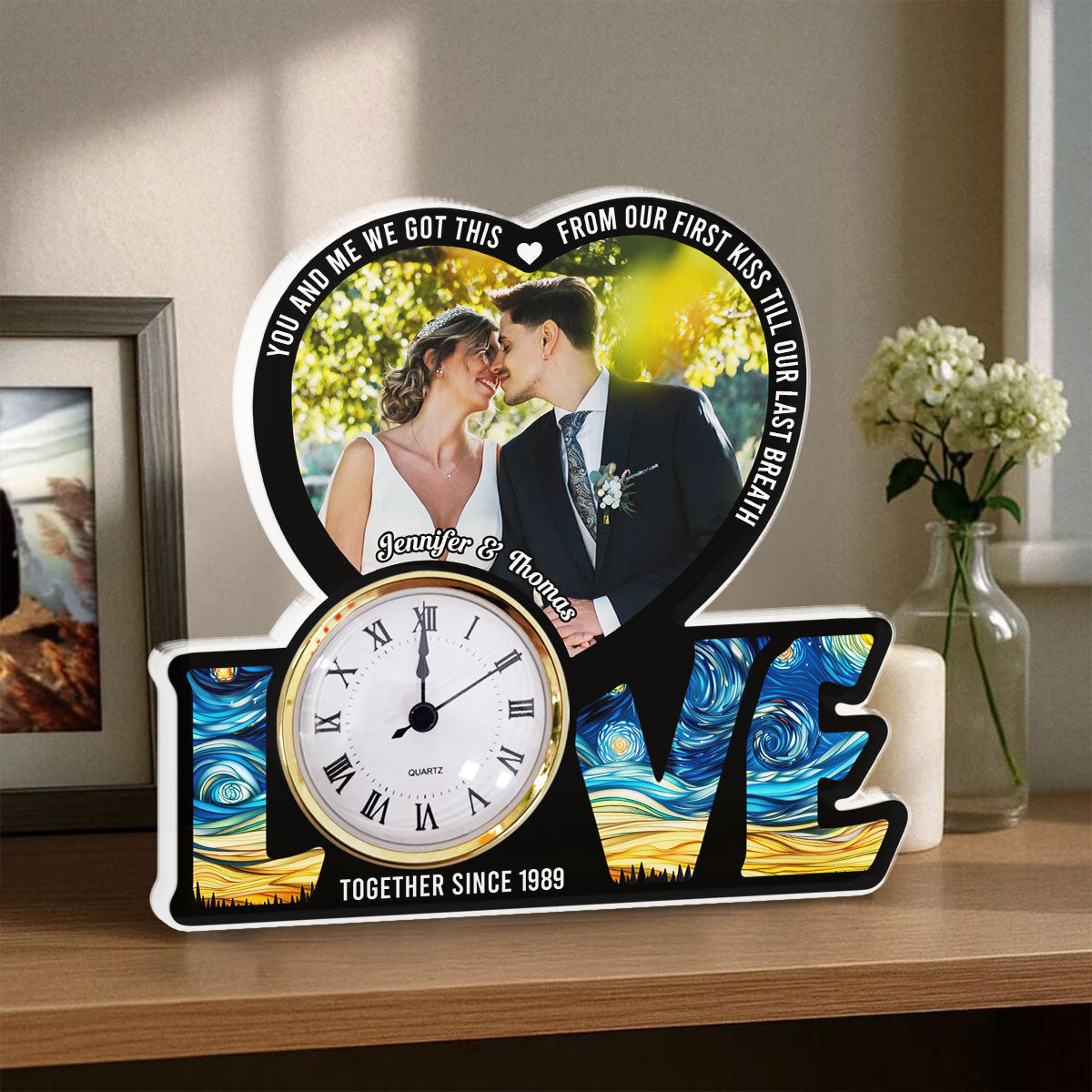 We Got This Untill Our Last Breath - Personalized Custom Acrylic Desk Clock Plaque