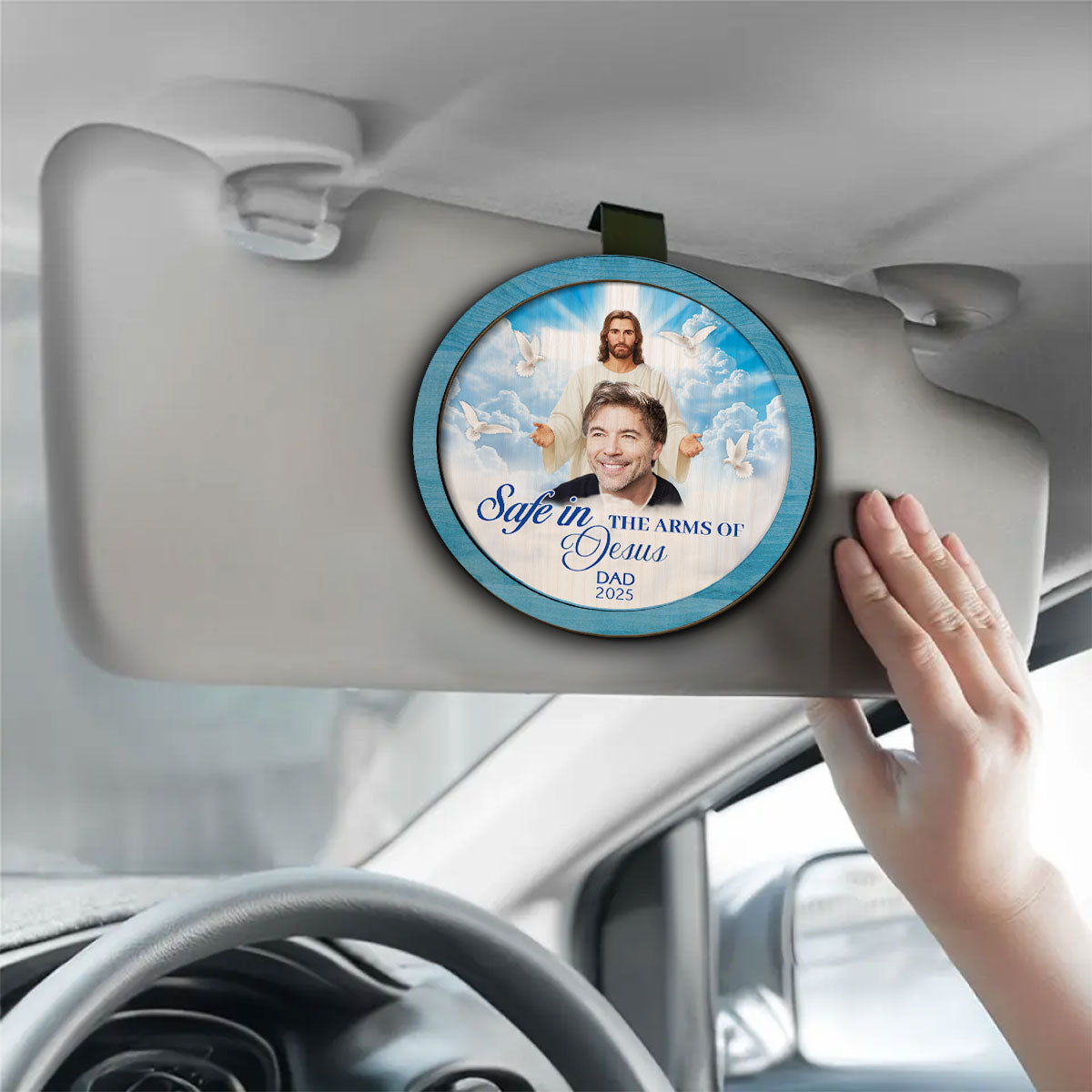 Safe In The Arms Of Jesus - Personalized Custom Car Visor Clip