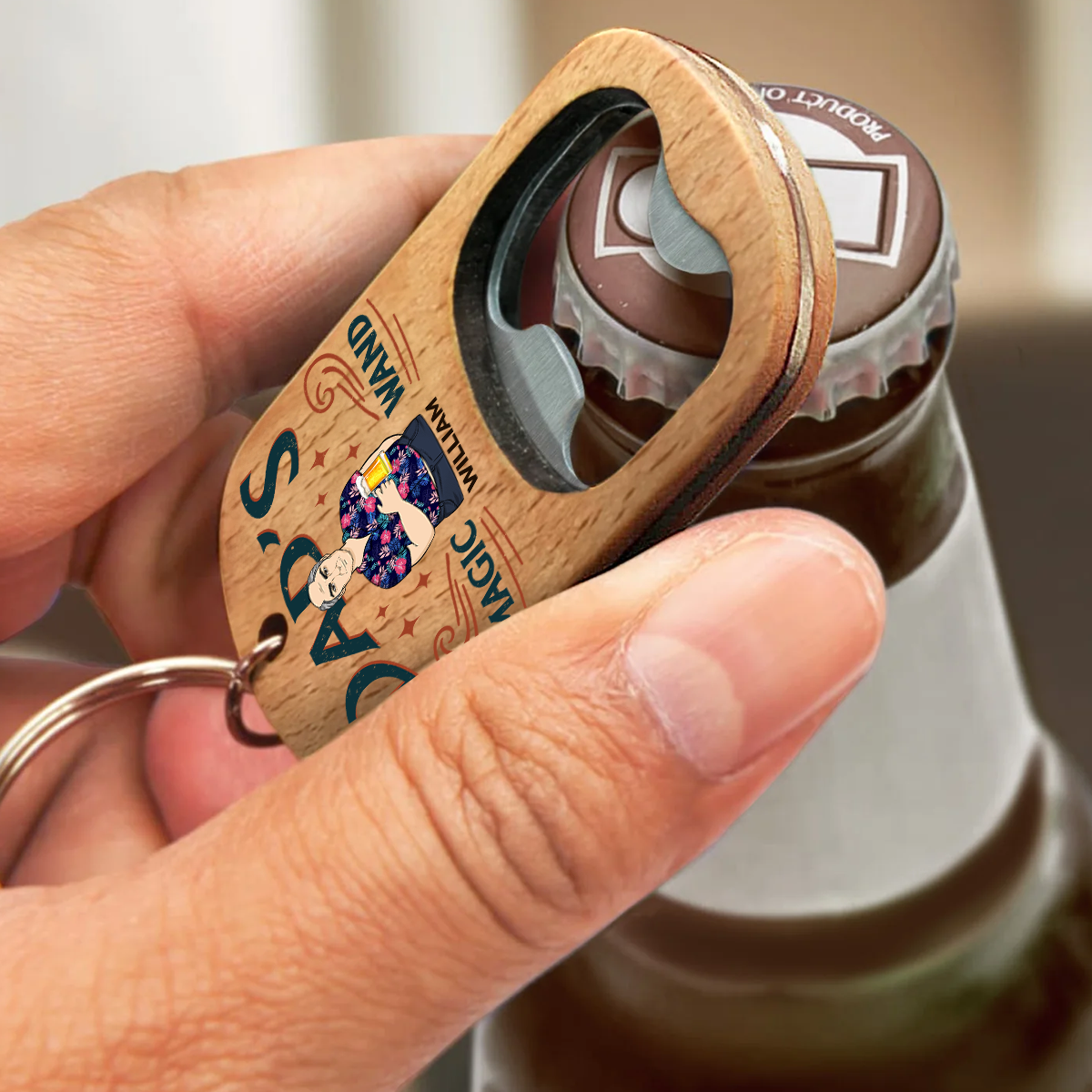 Dads Survival Kit Essential - Personalized Custom Bottle Opener Keychain