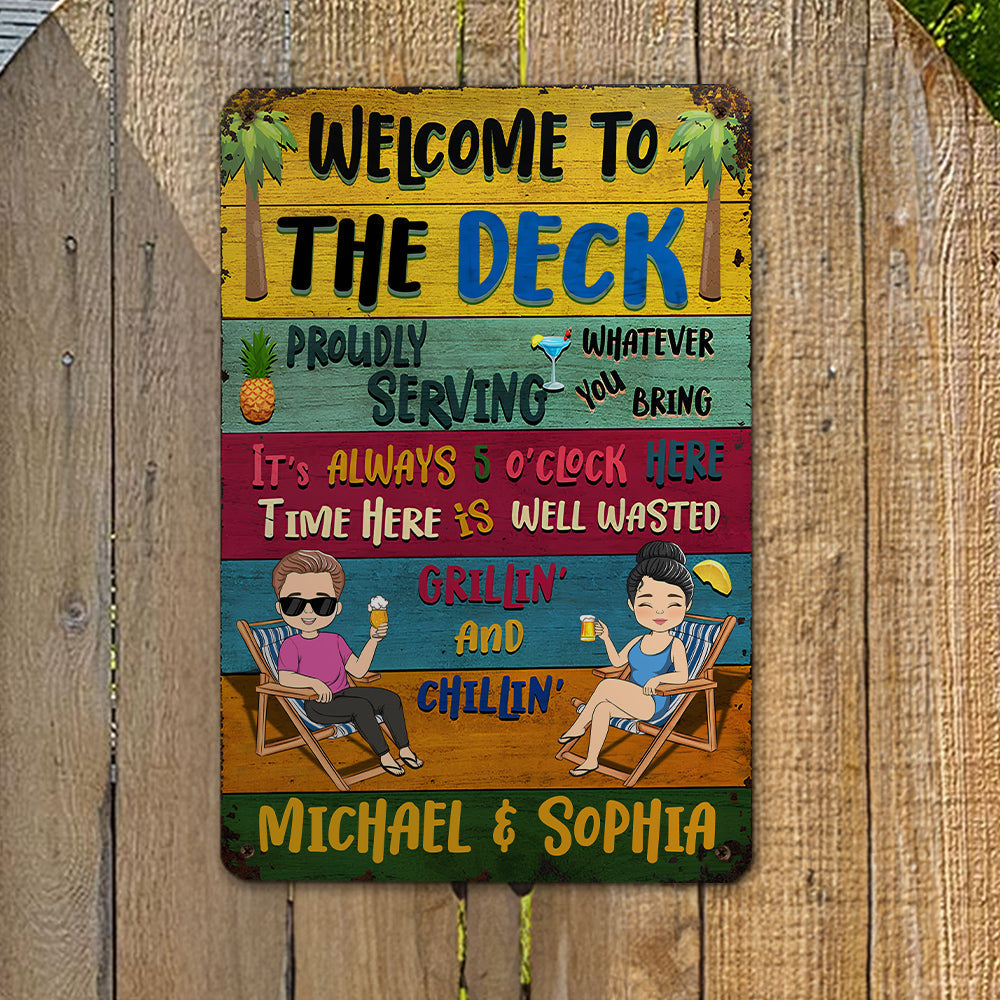 Welcome To The Poolside - Personalized Custom Metal Sign