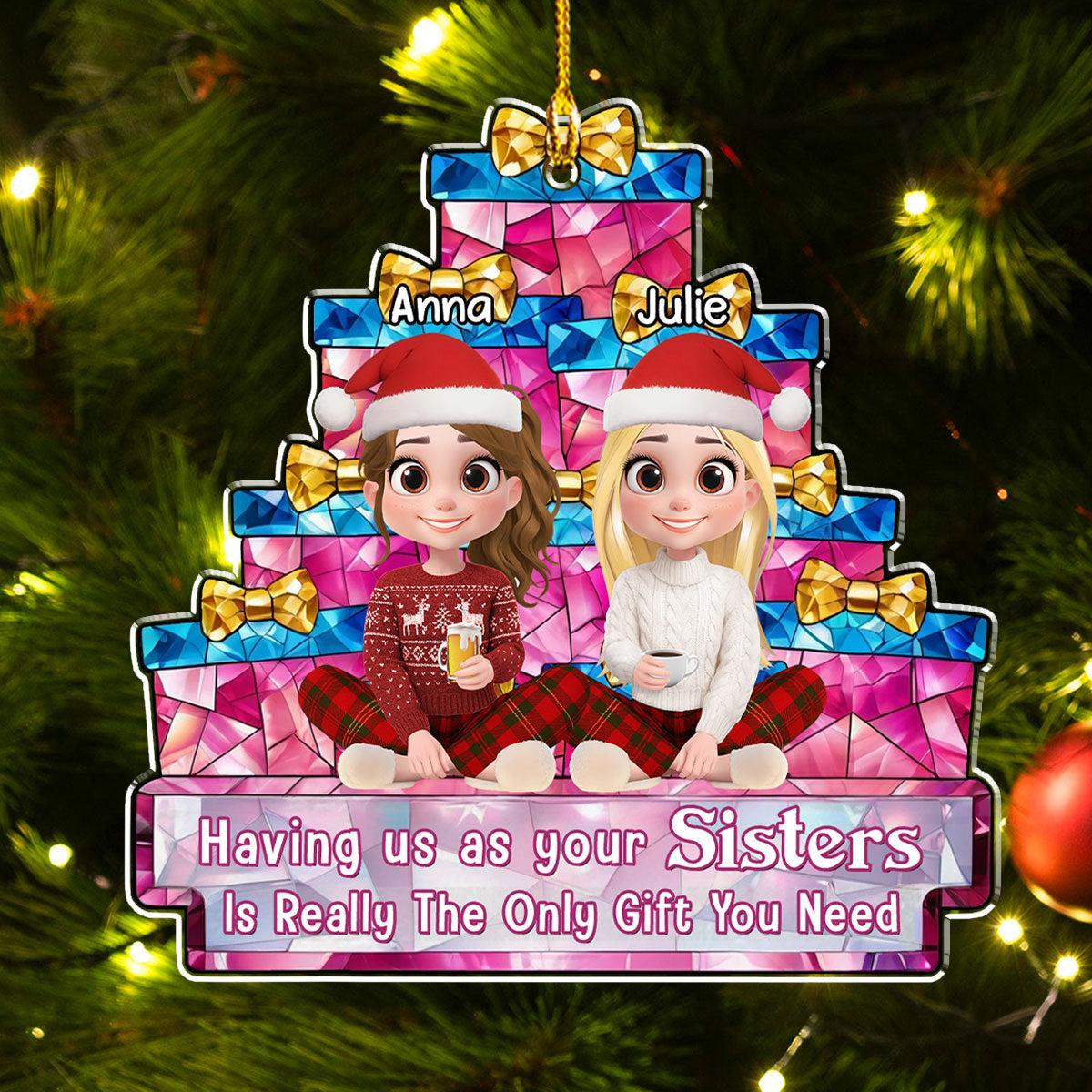 Stacked Presents Best Friends - Personalized Custom Acrylic Ornament