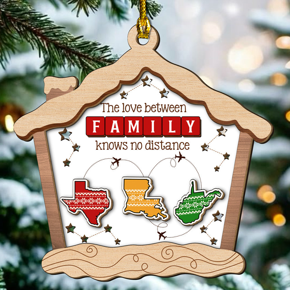 The Distance Means Nothing - Personalized Custom 2-Layered Wood Ornament