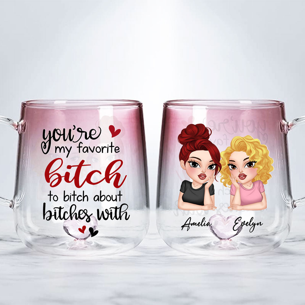 You Are My Favorite - Personalized Custom Pink Gradient Glass Mug