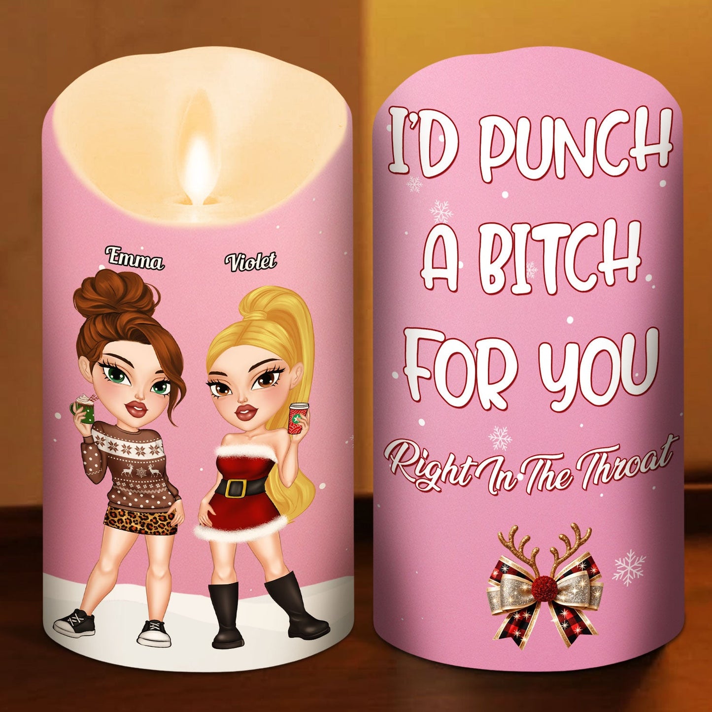 Punch A Bitch For You - Personalized Custom LED Candle