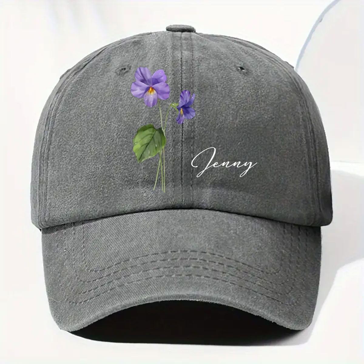 My Own Flower - Personalized Custom Vintage Washed Denim Cap