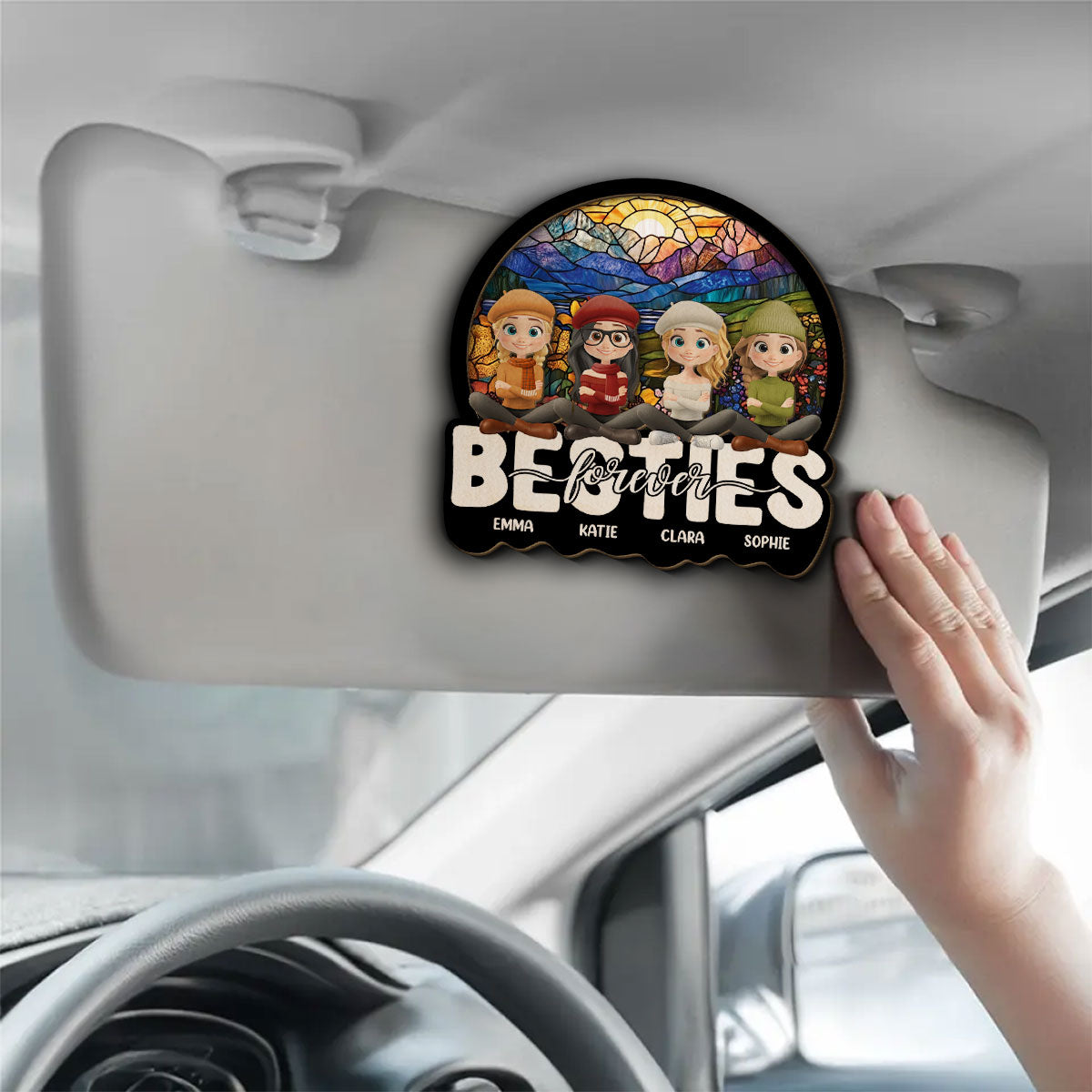 Sitting Together Autumn - Personalized Custom Car Visor Clip