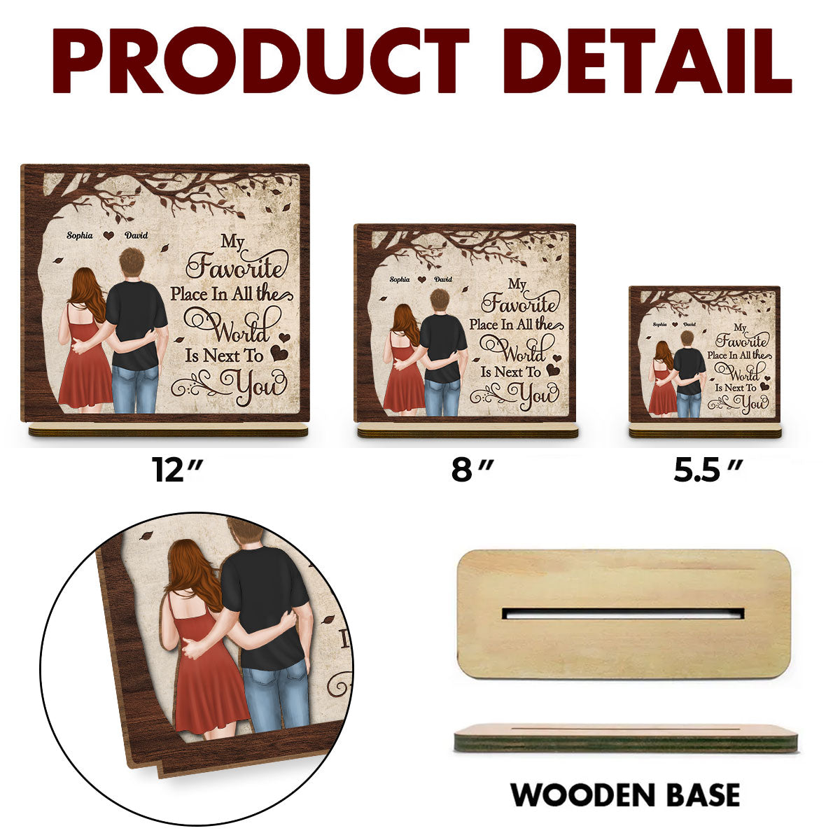 You Are Mine - Personalized Custom 2-Layer Wood Plaque With Flat Base