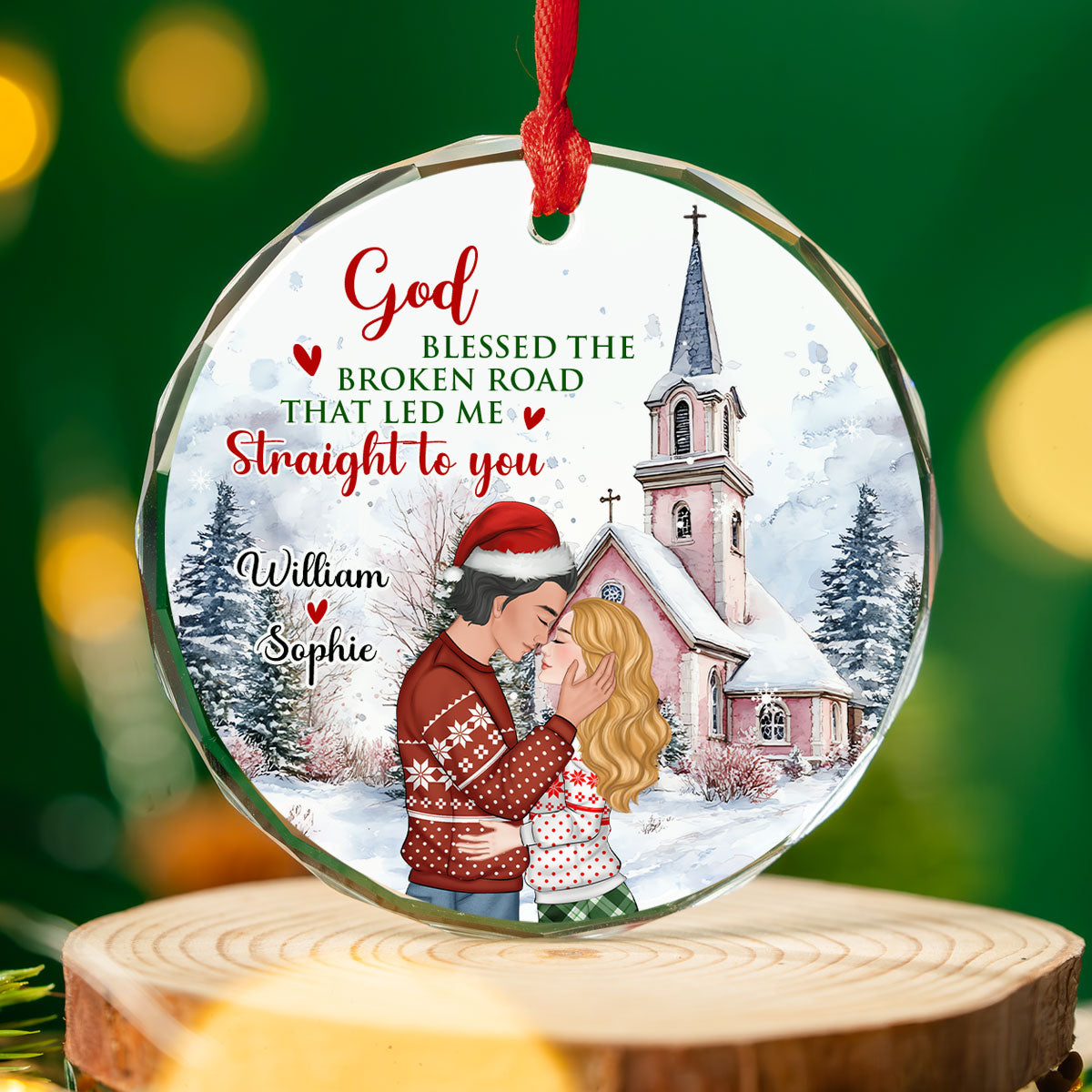 The Broken Road That Led Me Straight To You Version 2 - Personalized Custom Glass Ornament
