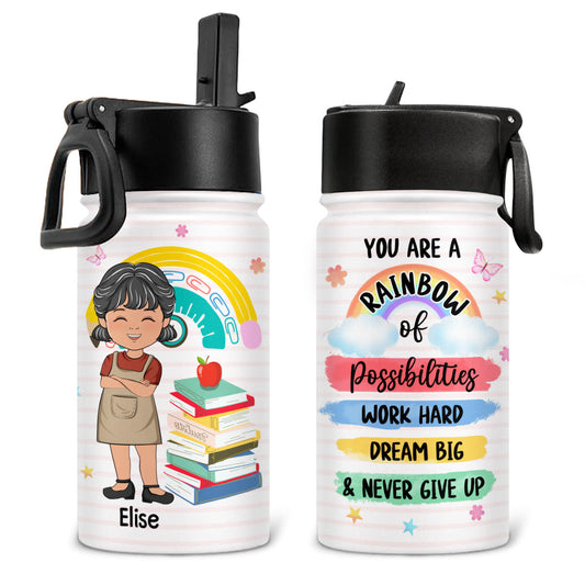 You Are A Rainbow - Personalized Custom Kids Water Bottle