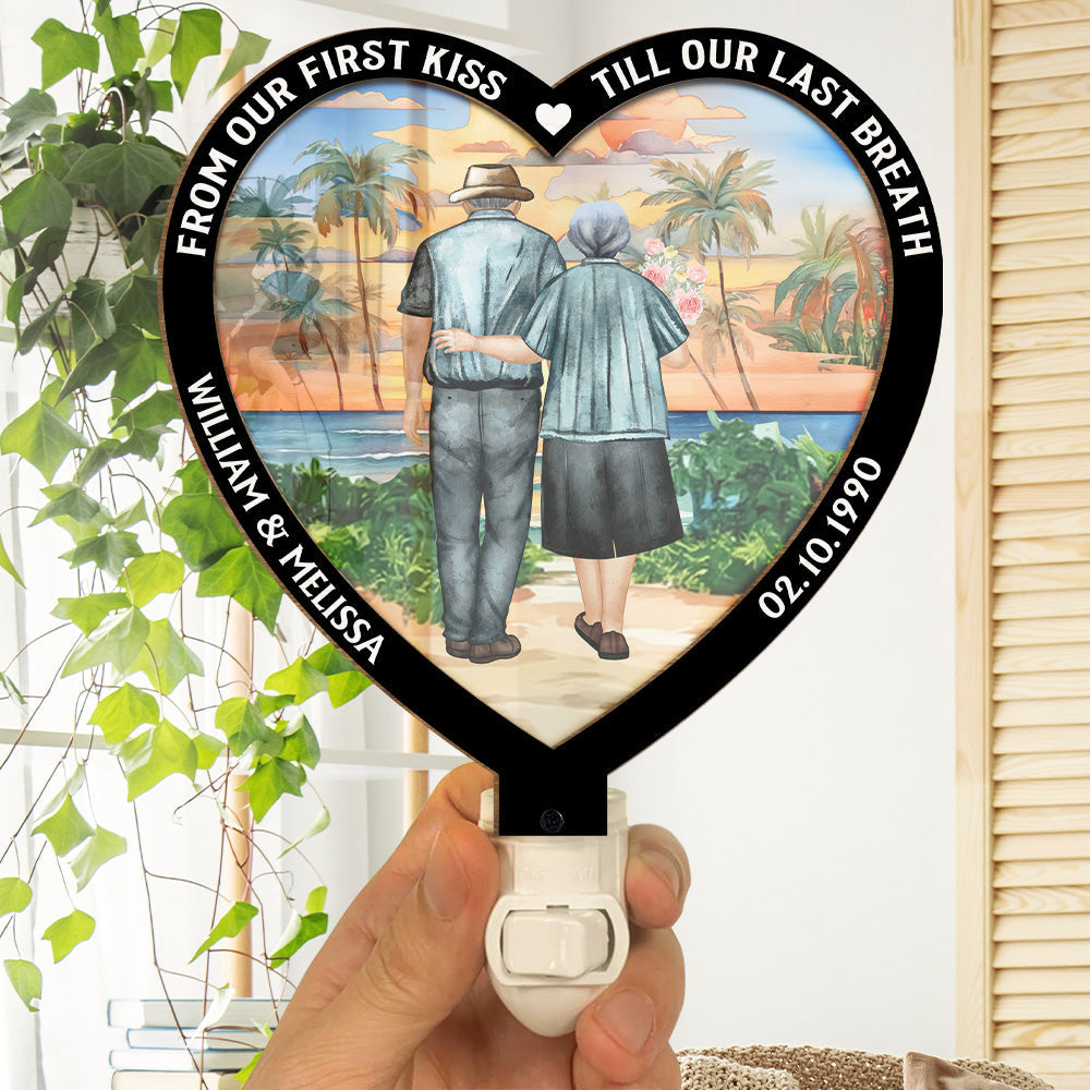 From Our First Kiss Version 2 - Personalized Custom Wood And Acrylic Night Light
