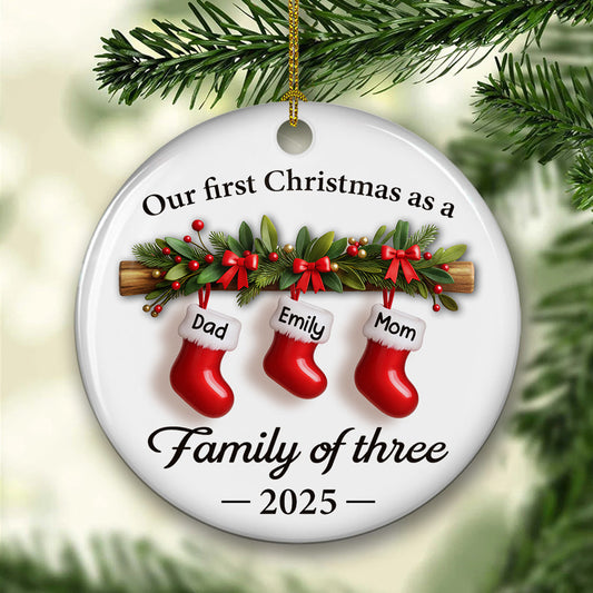 Little Stockings Big Love - Personalized Custom 3D Effect Ceramic Ornament