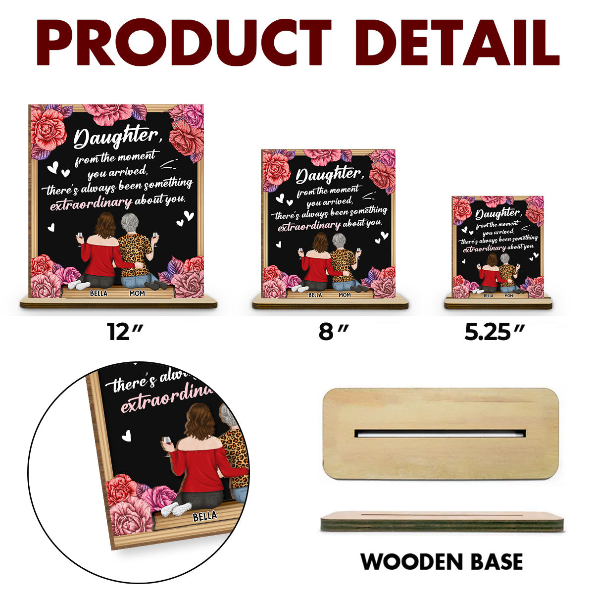 An Extraordinary Gift For Mom - Personalized Custom 2-Layer Wood Plaque With Flat Base