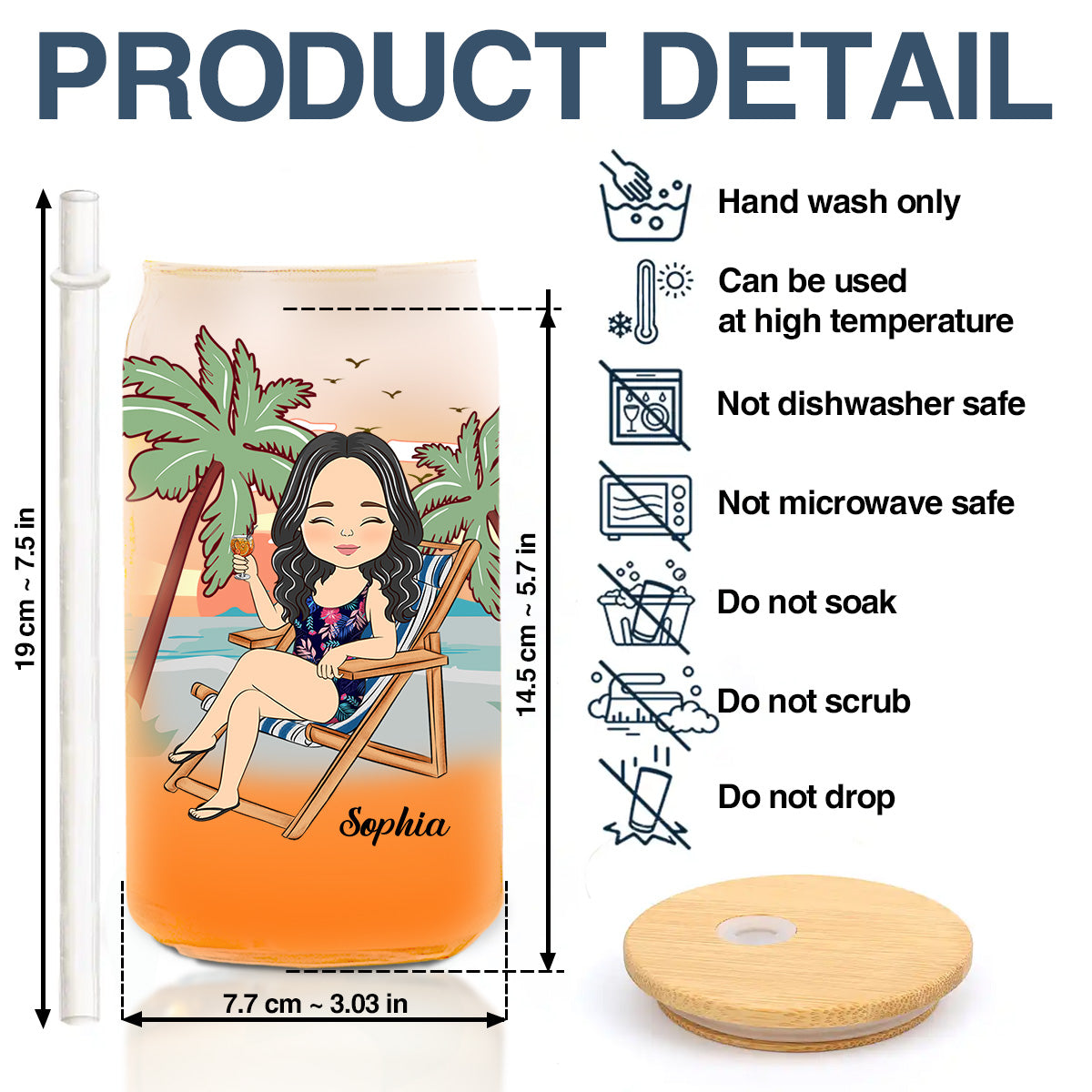 Just A Girl Who Loves Beaches - Personalized Custom Ombre Frosted Glass Can