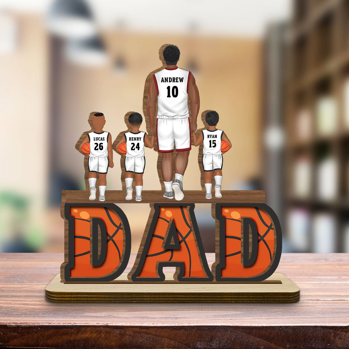 Basketball Mom - Personalized Custom 2-Layer Wood Plaque With Flat Base