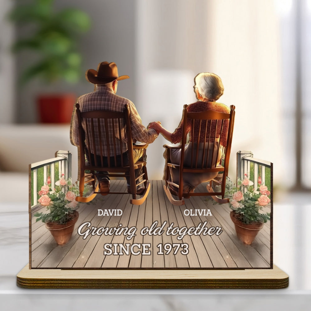 Porchside Bliss - Personalized Custom 2-Layer Wood Plaque With Flat Base