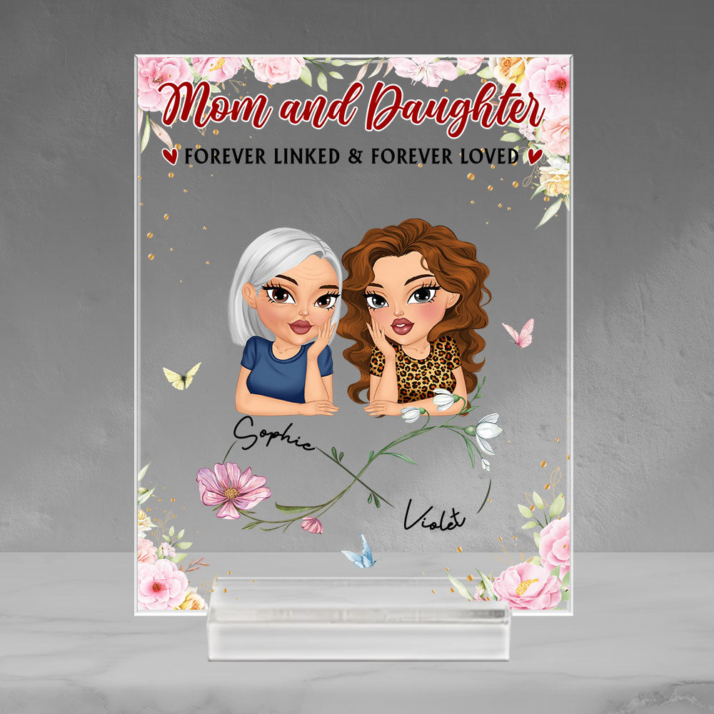 Forever Linked And Forever Loved - Personalized Custom Acrylic Plaque With Base