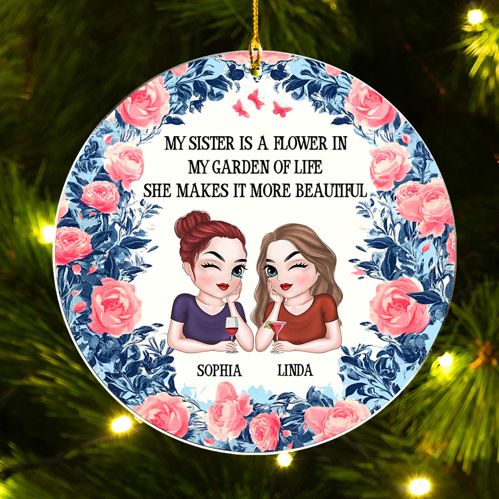 Sister Lights Up Life - Personalized Custom Acrylic Ornament