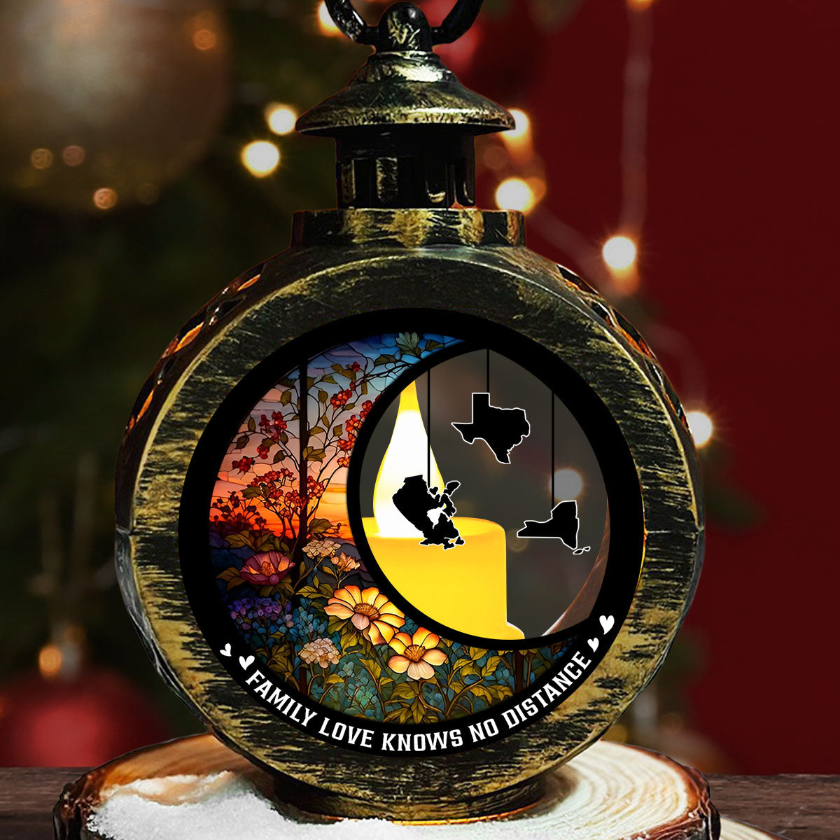 Family Love Knows No Distance Ver 2 - Personalized Custom Christmas Lantern