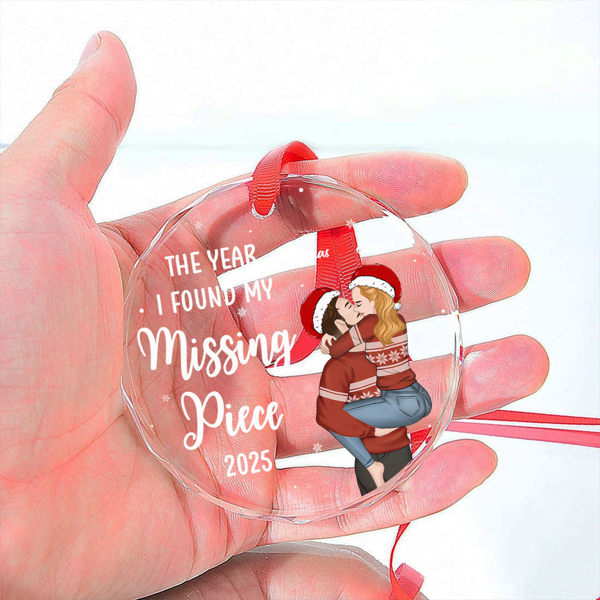 The Year I Found My Missing Piece Heart Puzzle - Personalized Custom Glass Ornament