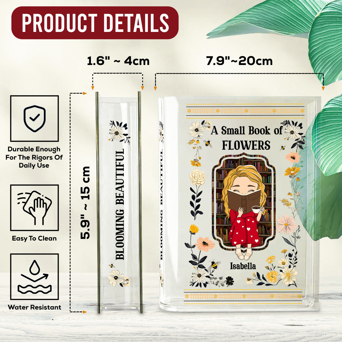 A Small Book Of Flowers - Personalized Custom Acrylic Book Vase