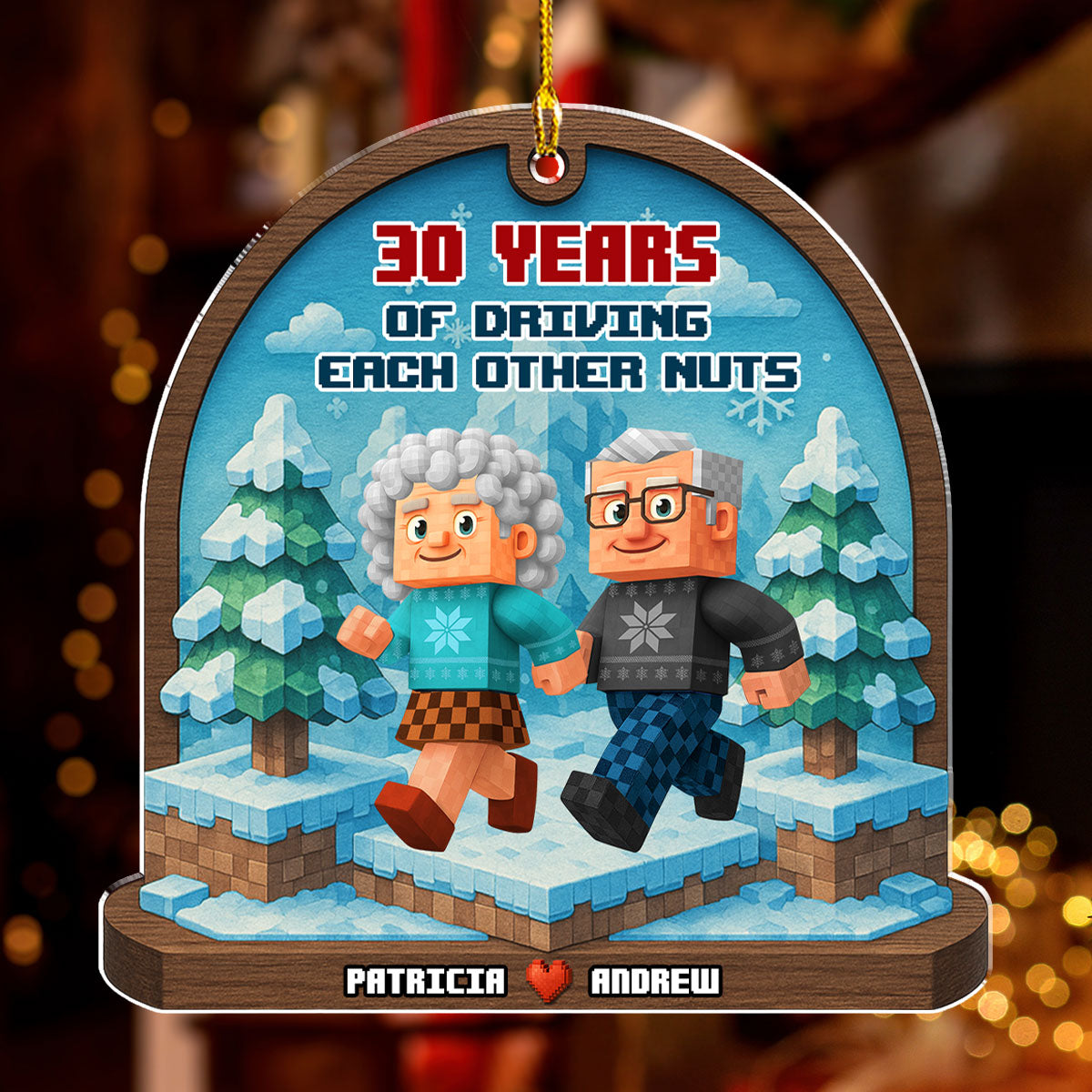 Snow Skate Together - Personalized Custom 3D Effect Acrylic Ornament