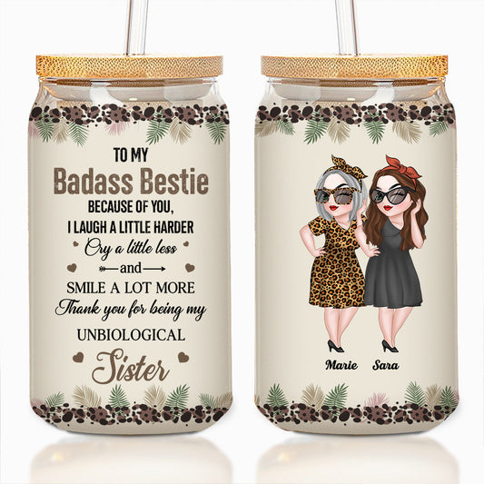 Thank You My Badass Bestie - Personalized Custom Glass Can