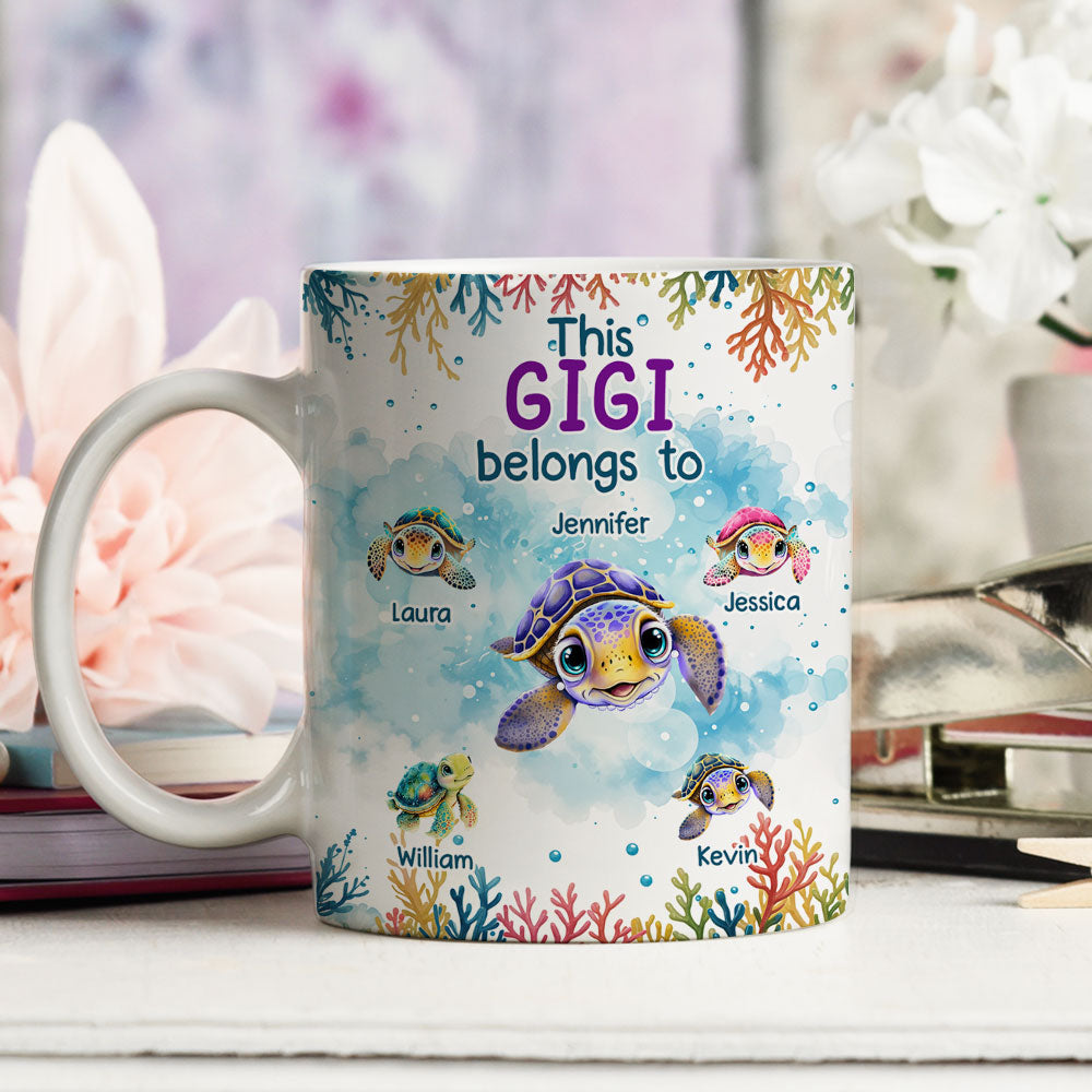 This Grandma Belongs To Turtle Summer - Personalized Custom Coffee Mug